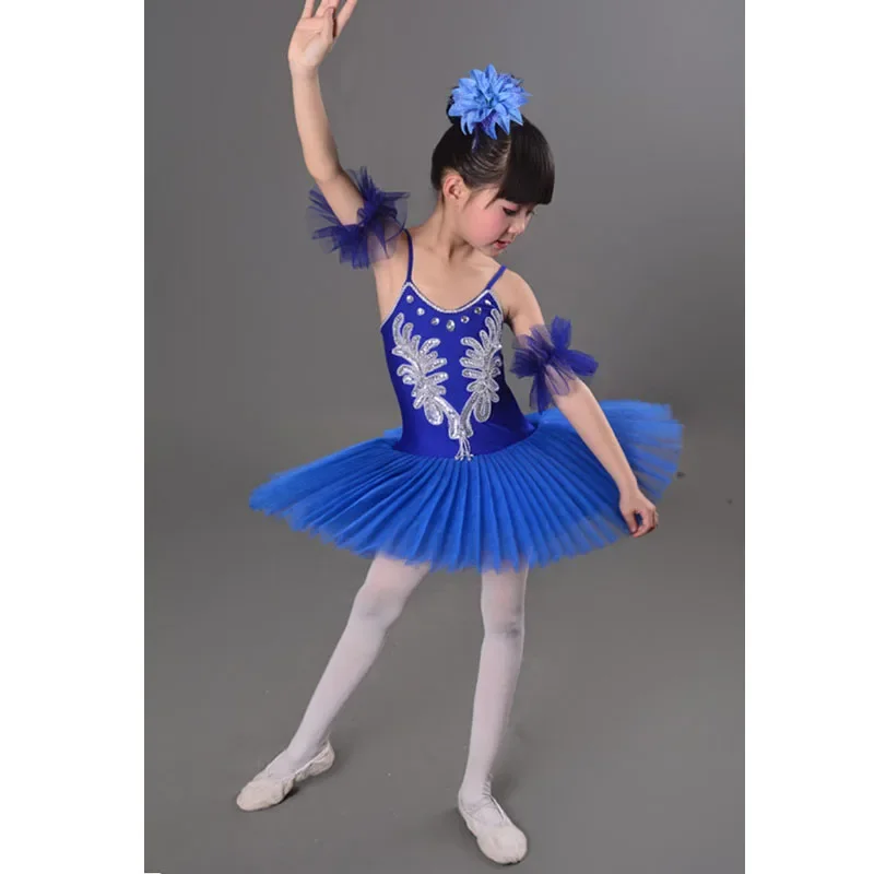 Trajes de balé para meninas, vestido de dança tutu branco, Swan Lake, roupas infantis para dança de salão