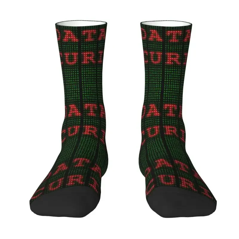 Data Security In Binary Green And Red Men's Crew Socks Unisex Kawaii Science Computer Hacker Programmer Code  Dress Socks