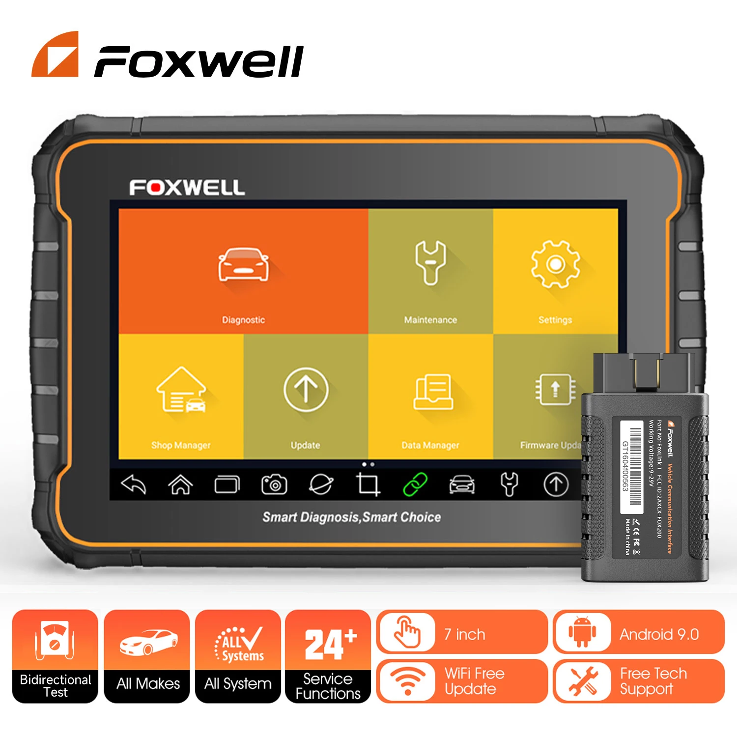 FOXWELL 전체 시스템 진단 도구, 액티브 테스트 자동차 코드 리더, 24 리셋 서비스, 전문 OBD 2 자동차 스캐너, GT60 OBD2 