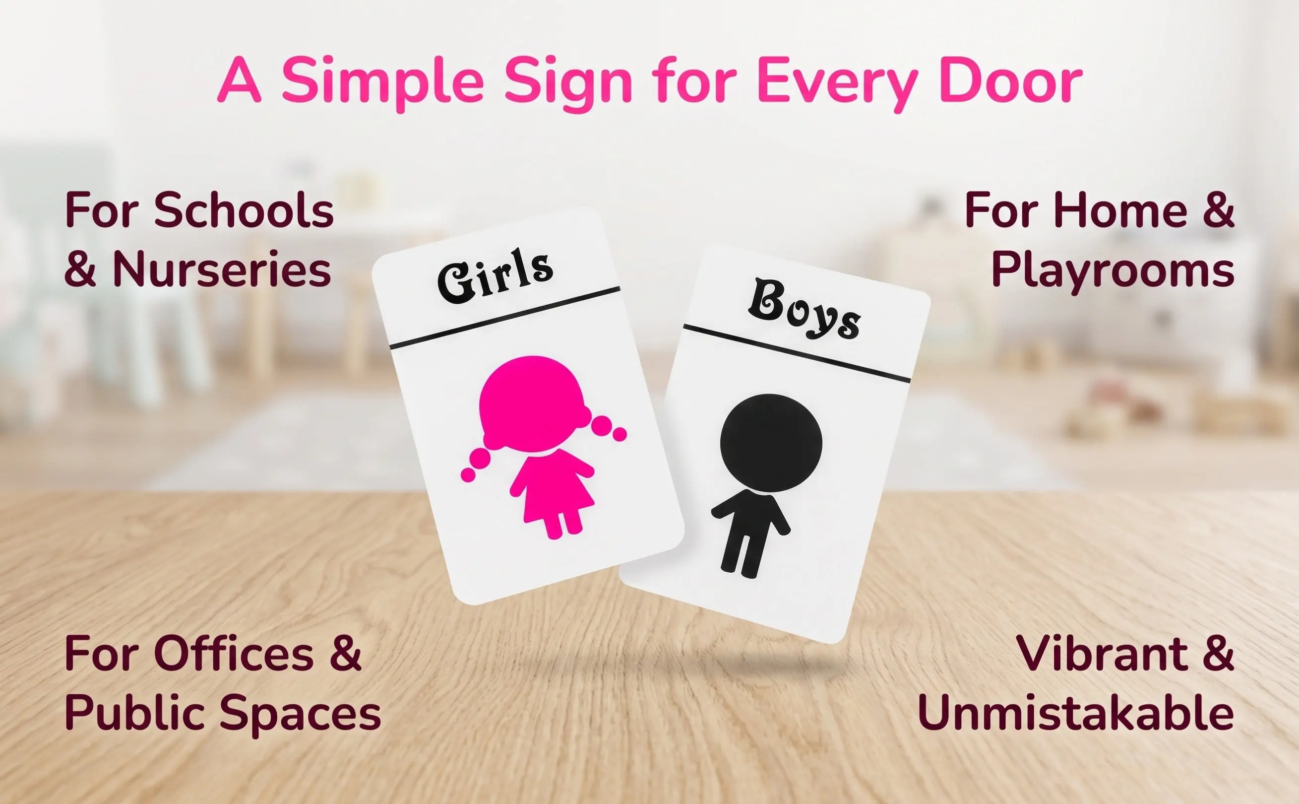 1Pair Male Female Bathroom Signs for Self Adhesive Toilet Door Stickers Kindergarten Daycare Nursery Restroom Label Fun