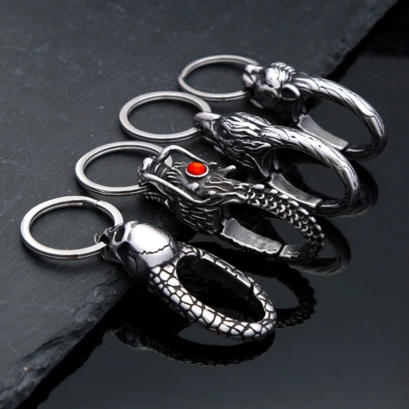 

Sturdy Stainless Steel Keychain with Artistics Dragon Head Designs Daily Use Dropship