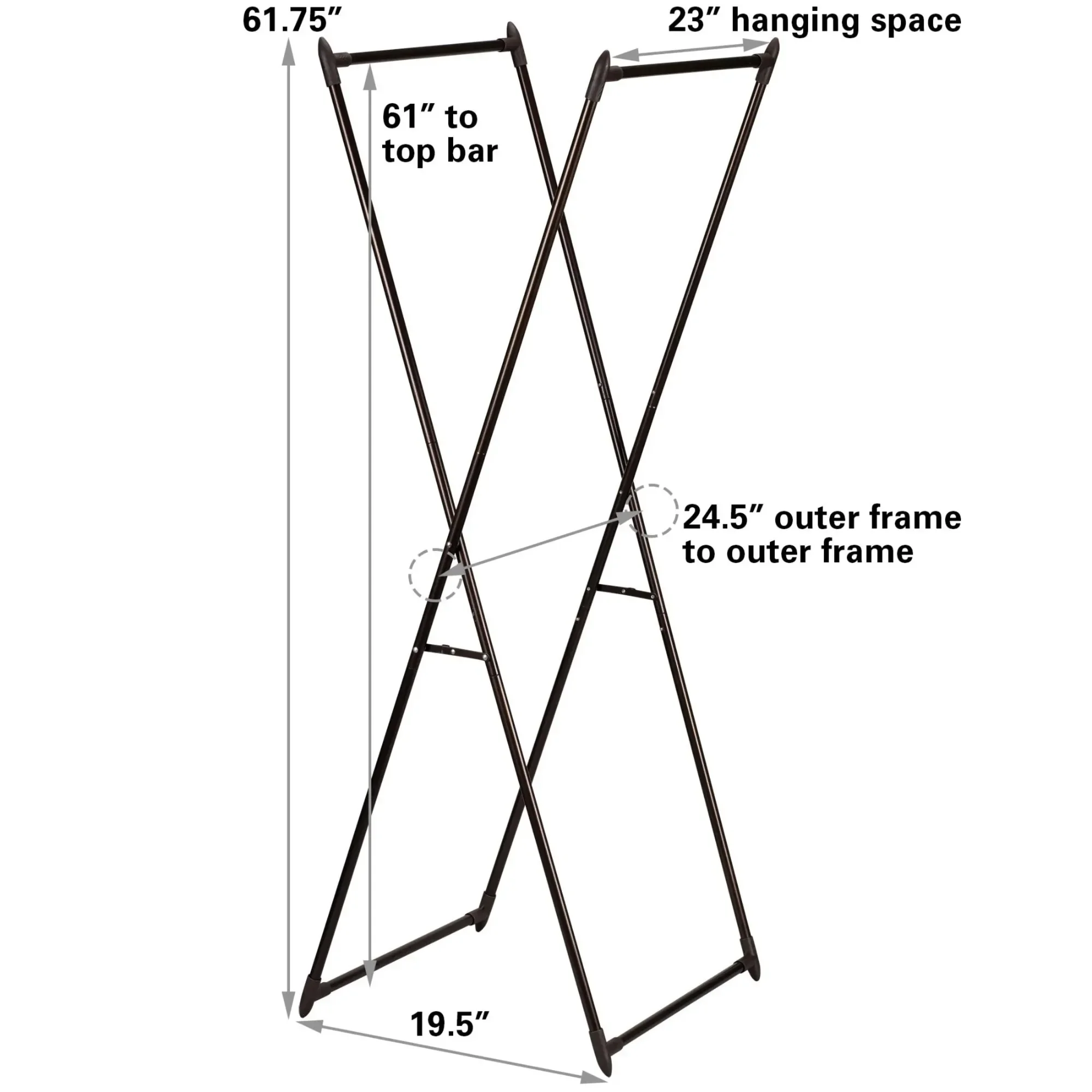رف ملابس قابل للطي، برونزي عتيق، 61.2 بوصة ارتفاع × 21.3 بوصة عرض × 22.8 بوصة عمق