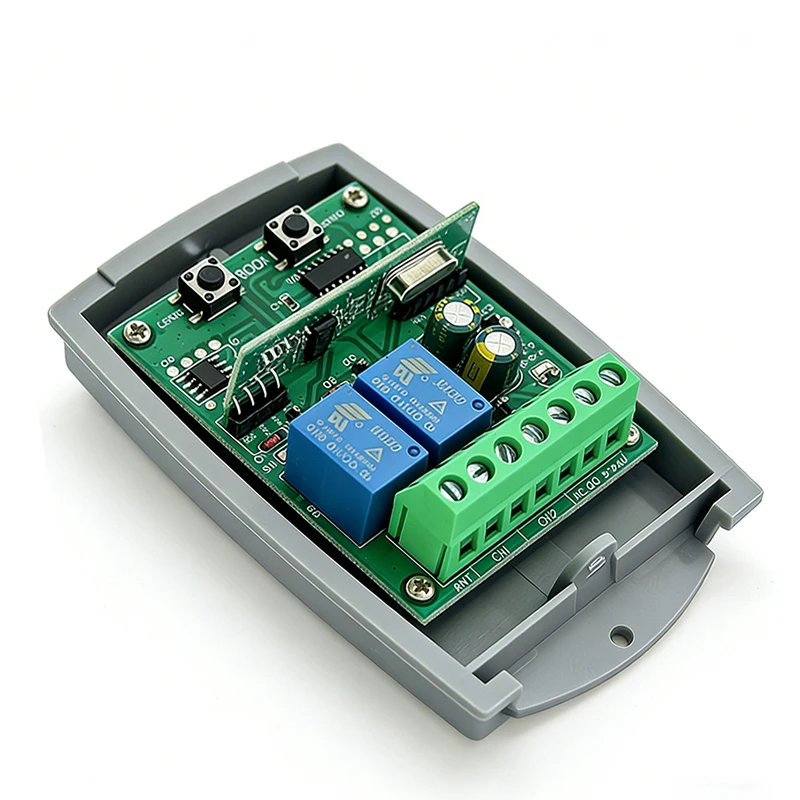 Universal 433MHz Garage Door Remote Control Receiver AC/DC 9V-24V Relay Receiver Garage Gate Control Rolling Fixed Learning Code
