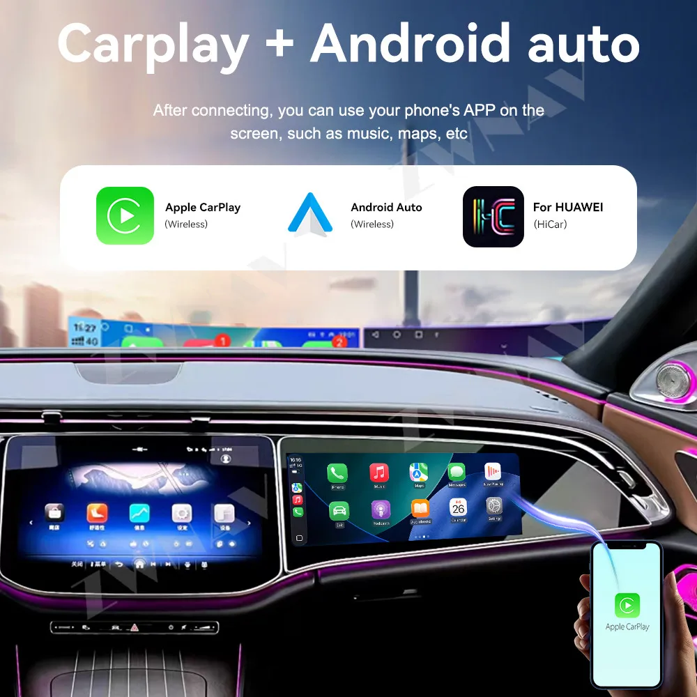 12.3 Inch Car Co‑Pilot Passenger Entertainment Screen For Mercedes‑Benz E Class 2024+ 4GB+64GB Multimedia Display Player ZWNAV