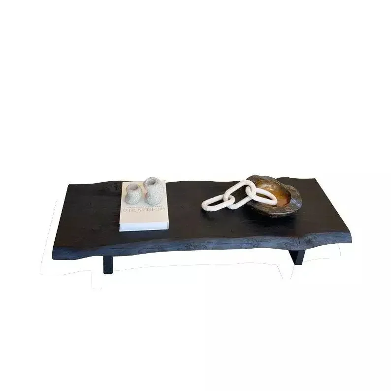

Wabi Sand wind carbonized solid wood black light luxury coffee table high sense retro tea space large board tea table