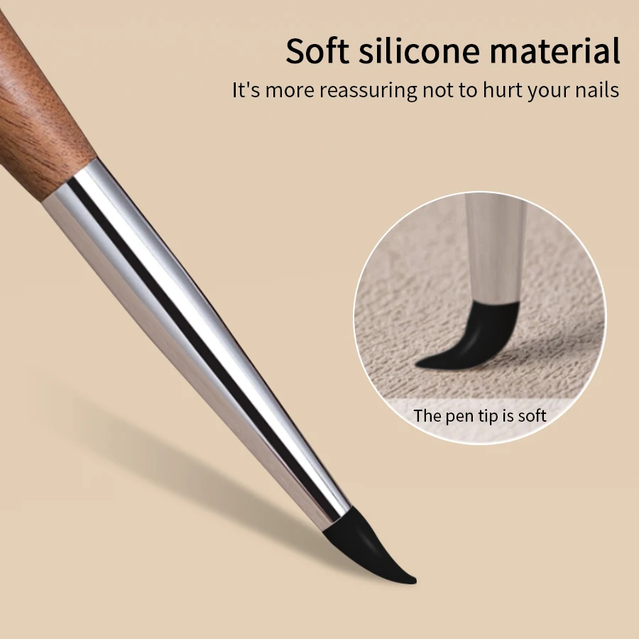 Rswail 1/2 pçs de madeira dupla cabeça escova da arte do prego silicone escultura caneta suprimentos do prego escultura flor pintura caneta para ferramenta da arte do prego