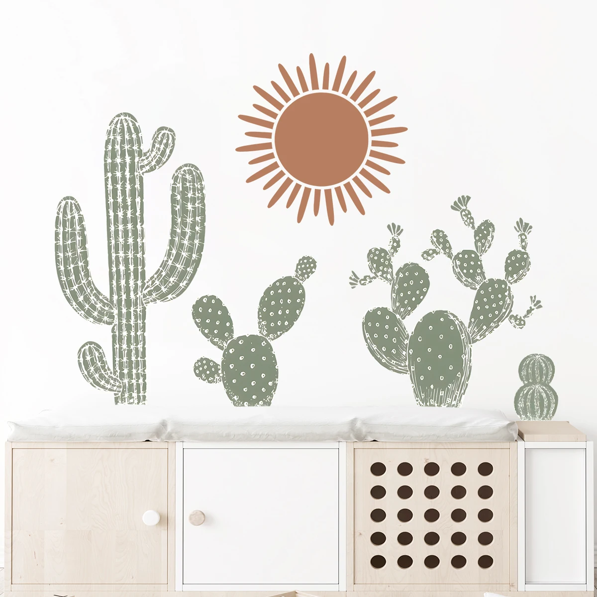 Cartoon Cute Cactus Boho Wall Art Wall Stickers Removable for Bedroom Living Room Nursery Decoration Wall Decals