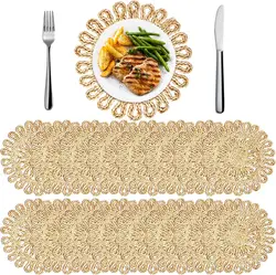 96-16PCS Woven Placemats Boho Table Mats Straw Tablemat Wedding Farmhouse Decor Baby Shower Party 13.5inch