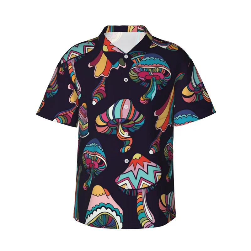 Men'S Hawaiian Mushroom Anchors Beacon Print Short Sleeve Shirts Summer Vacation Beach Shirts Women Kid Cartoon Cute Shirt Tops