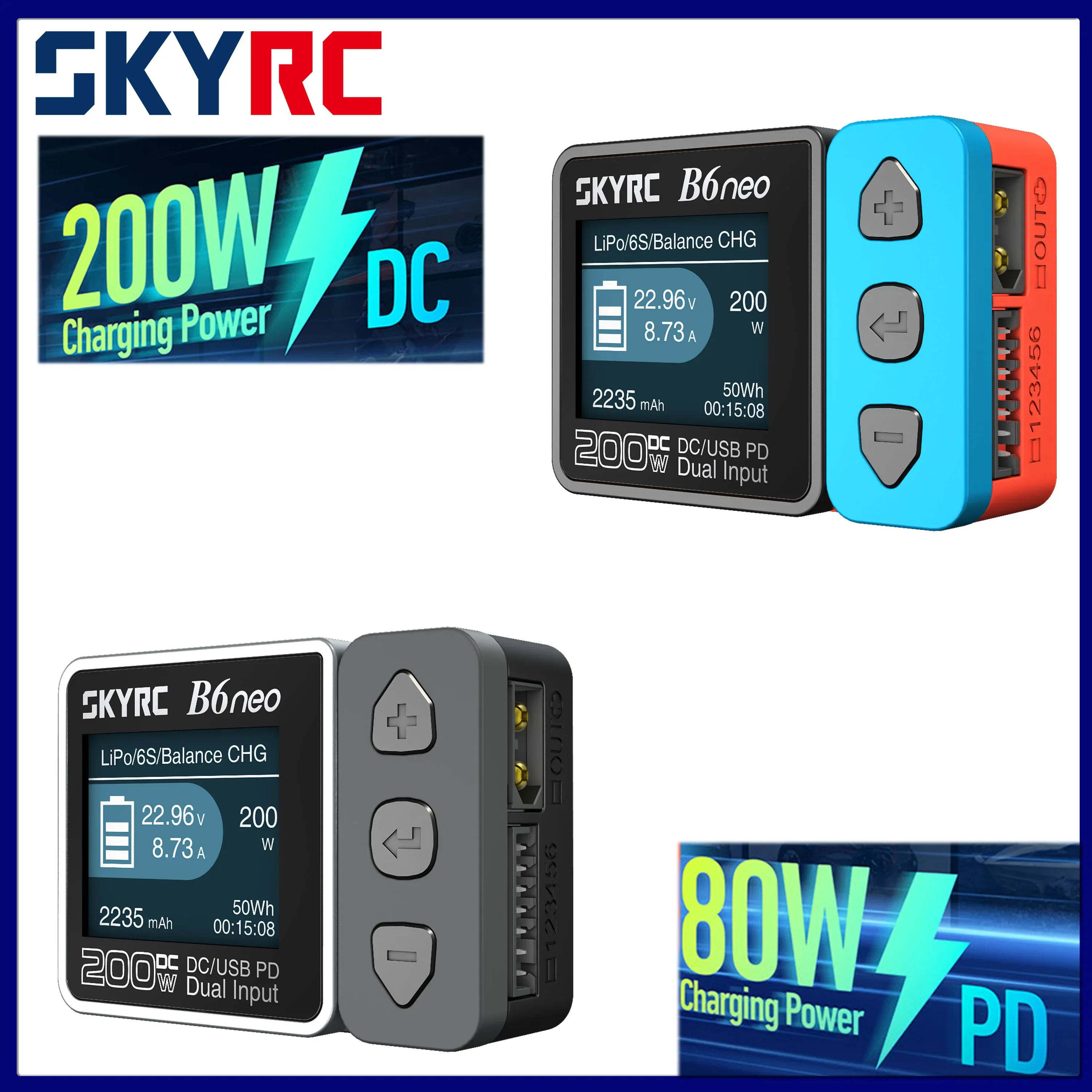 

SKYRC B6neo Smart Charger DC 200W PD 80W Lipo Battery Balance Charger Discharger for RC Car Airplane FPV Drone Boat SK-100198