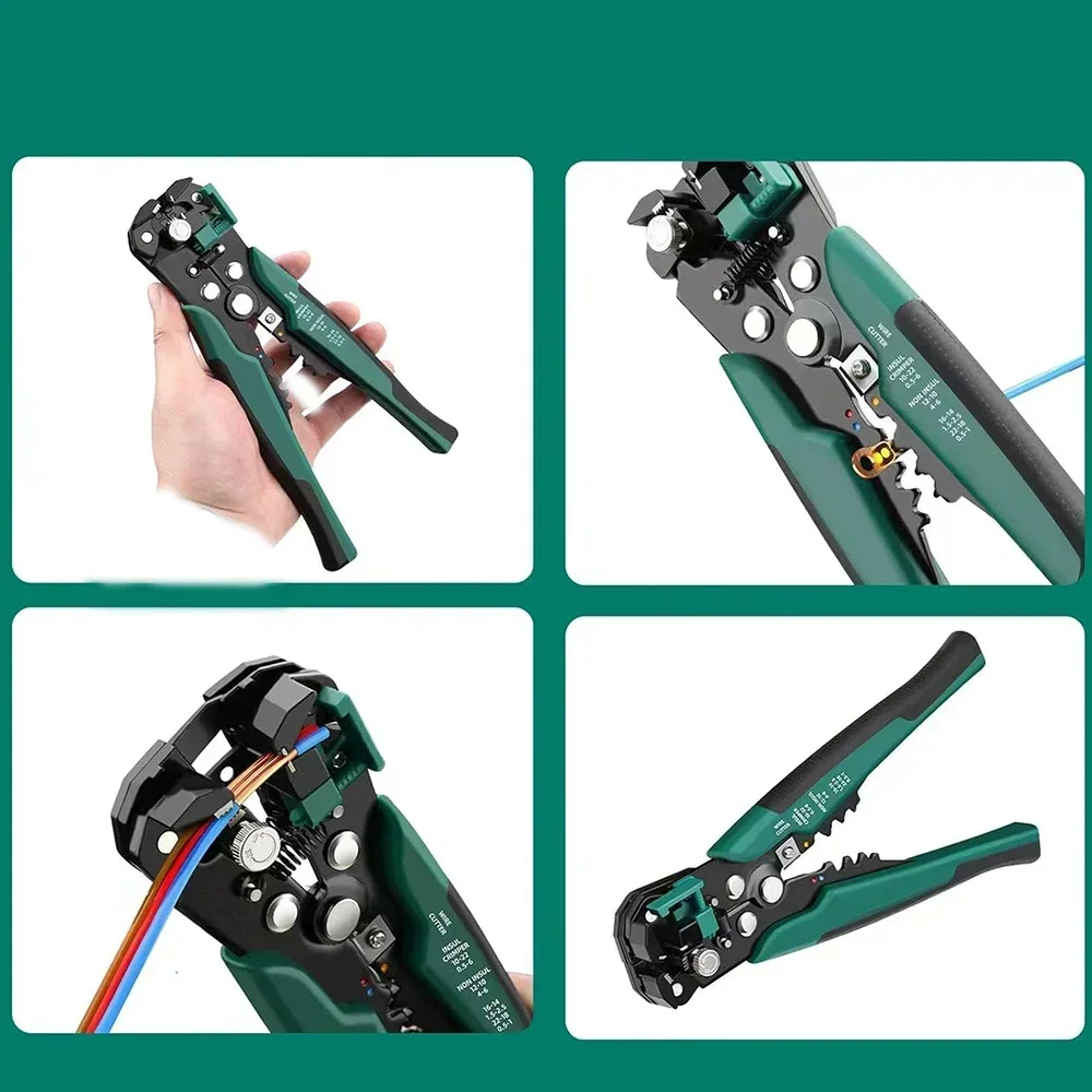 WOZOBUY Crimper Kabelschneider Einstellbarer Automatischer Drahtabisolierer Multifunktionale Abisolier- und Crimpzange Terminal-Handwerkzeuge – Detail 10