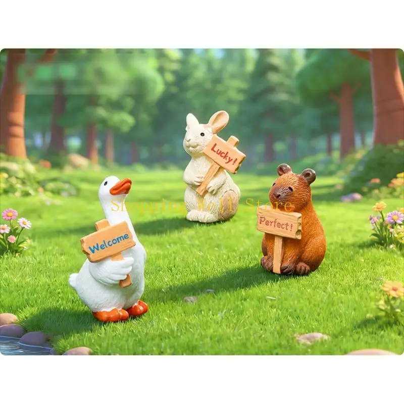KX4B Pack of 3 User Friendly Resin Figurine with Animal Solves Fragility Problems Suitable for Any Indoor Environment