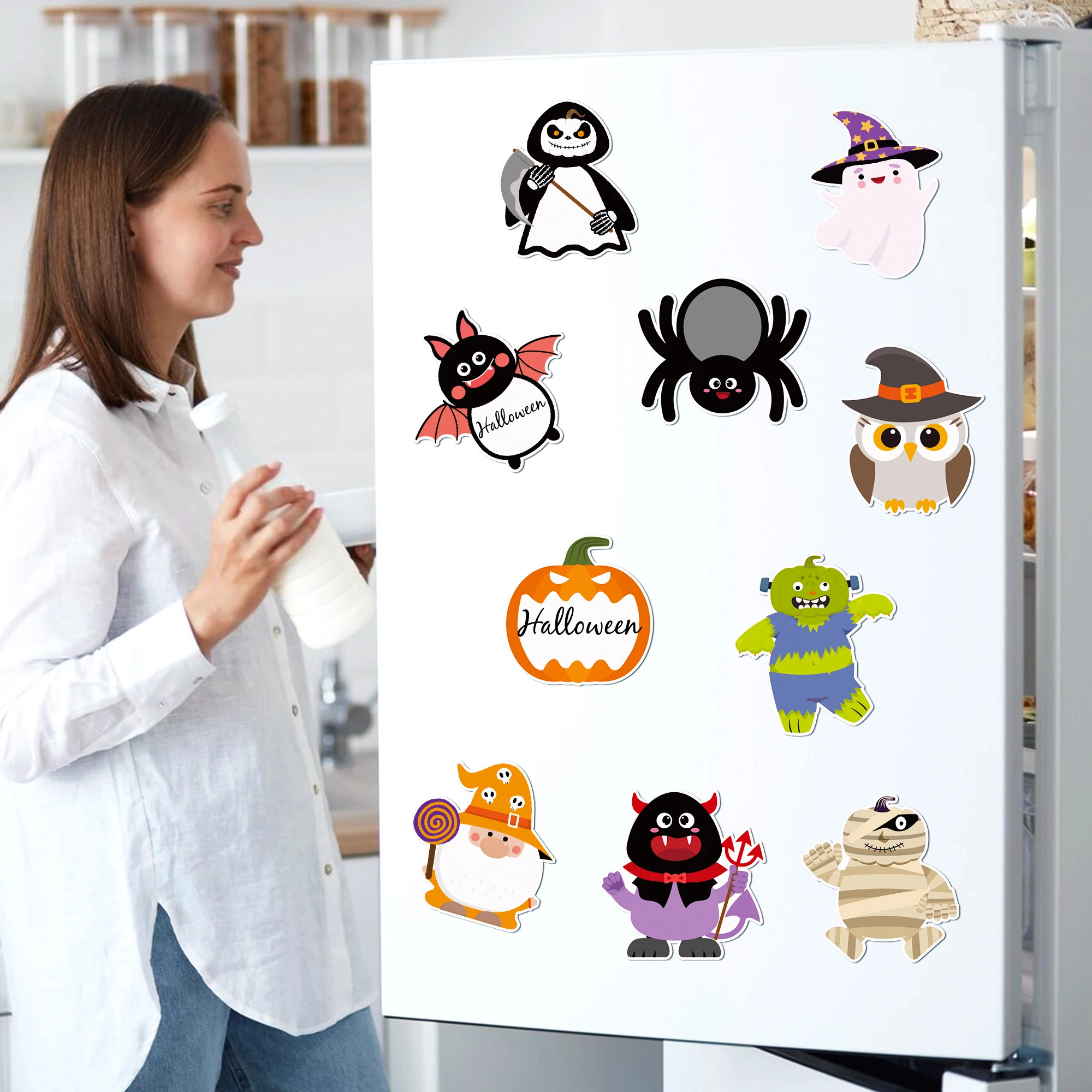 12 Stück = 240 Seiten, Halloween-Motiv, Notizblöcke-Set, Haftnotizen, Schreibwaren, Etiketten, Notizbuch, selbstklebende Haftnotizen für den Kühlschrank, Bürobedarf. – Detail 9