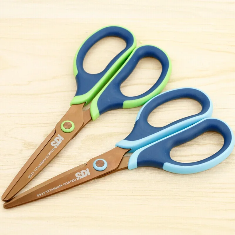 SDI Non Stick Stainless Steel Scissors Titanium Coated Metal Stationery Office Shears Art Paper Cutting Household Scissors