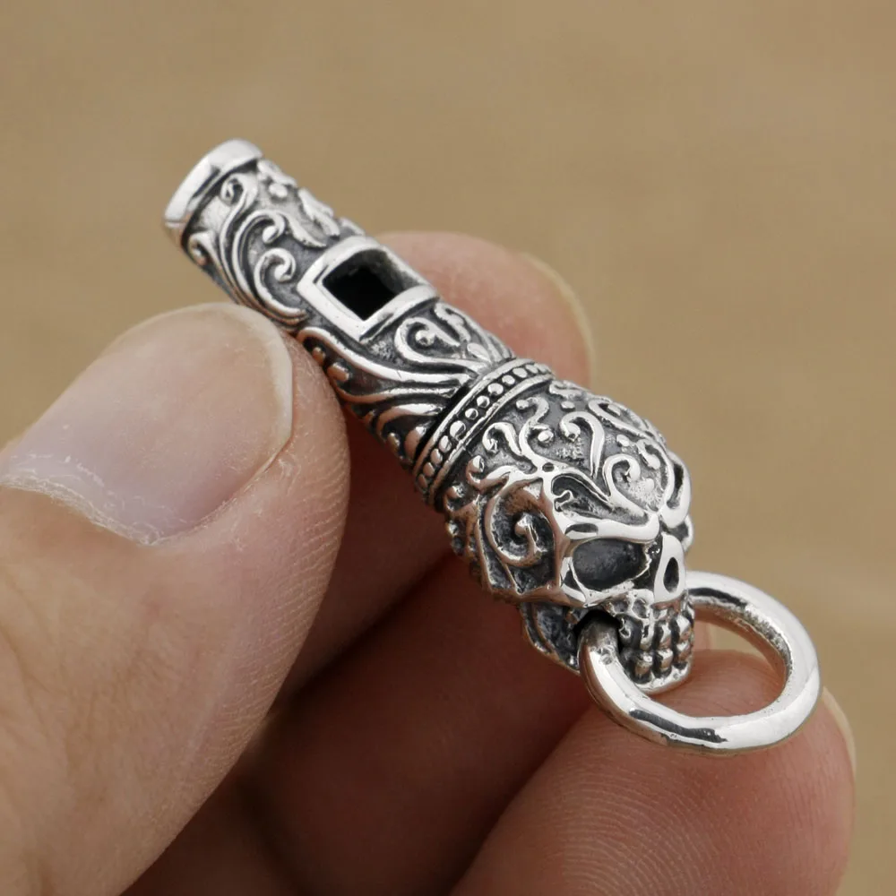 

925 Sterling Silver Ingenious Skull Whistle Pendant 9E020 (Soundless)