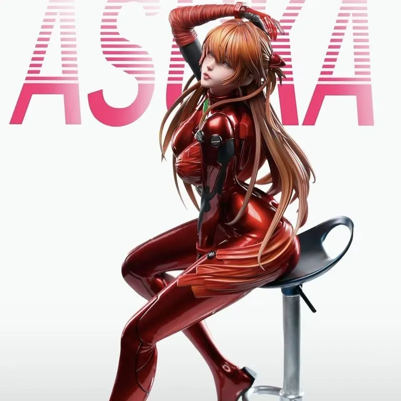 In Stock Anime EVA Asuka 1/4 Sitting Posture Suction Neon Genesis Evangelion GK Toys Action Figure Model Figurines Holiday Gift