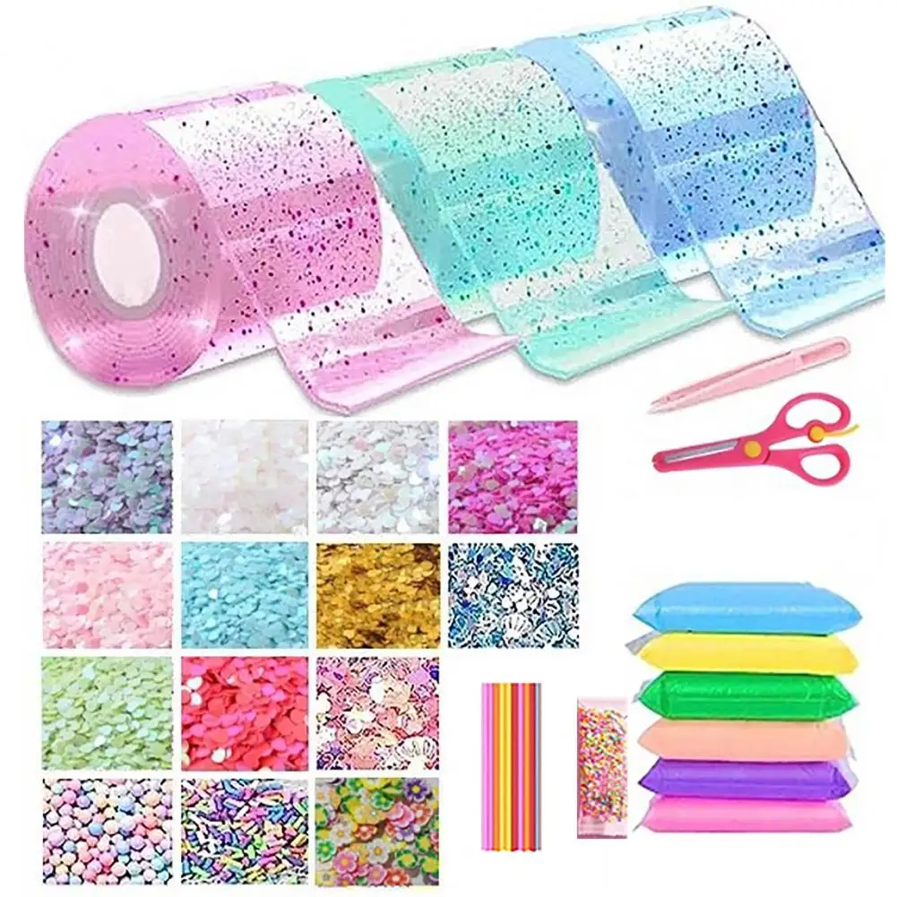 1 Satz 300cm Nano Tape Bubble Spielzeug mit Stroh Charm Aufkleber Inflator Pinzette Kleber lustige Stress abbau DIY Handwerk machen Spielzeug Kit