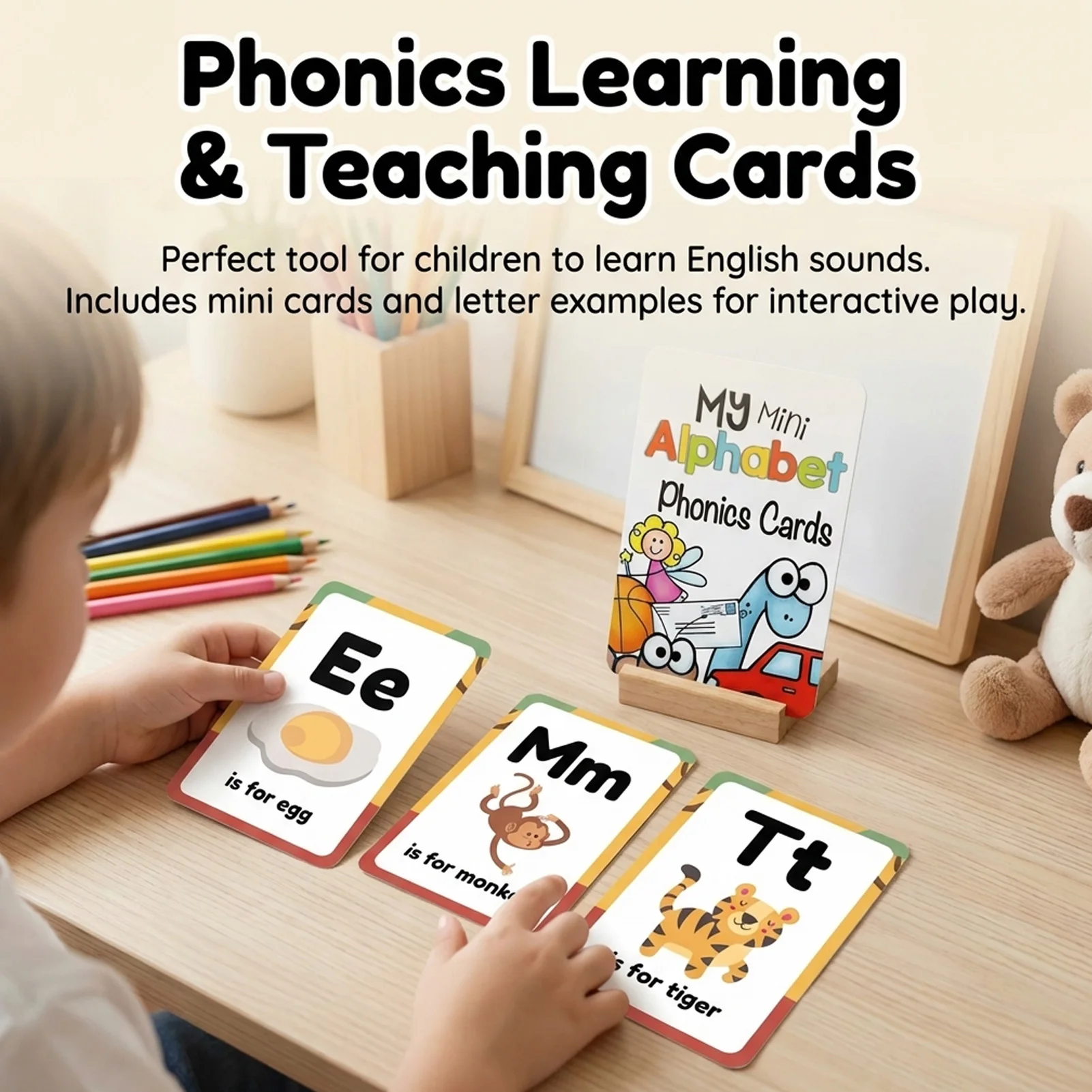 Eco-Friendly Phonics Flash Cards Set With Ring Interactive English Pronunciation Practice for Home Classroom Travel Kids