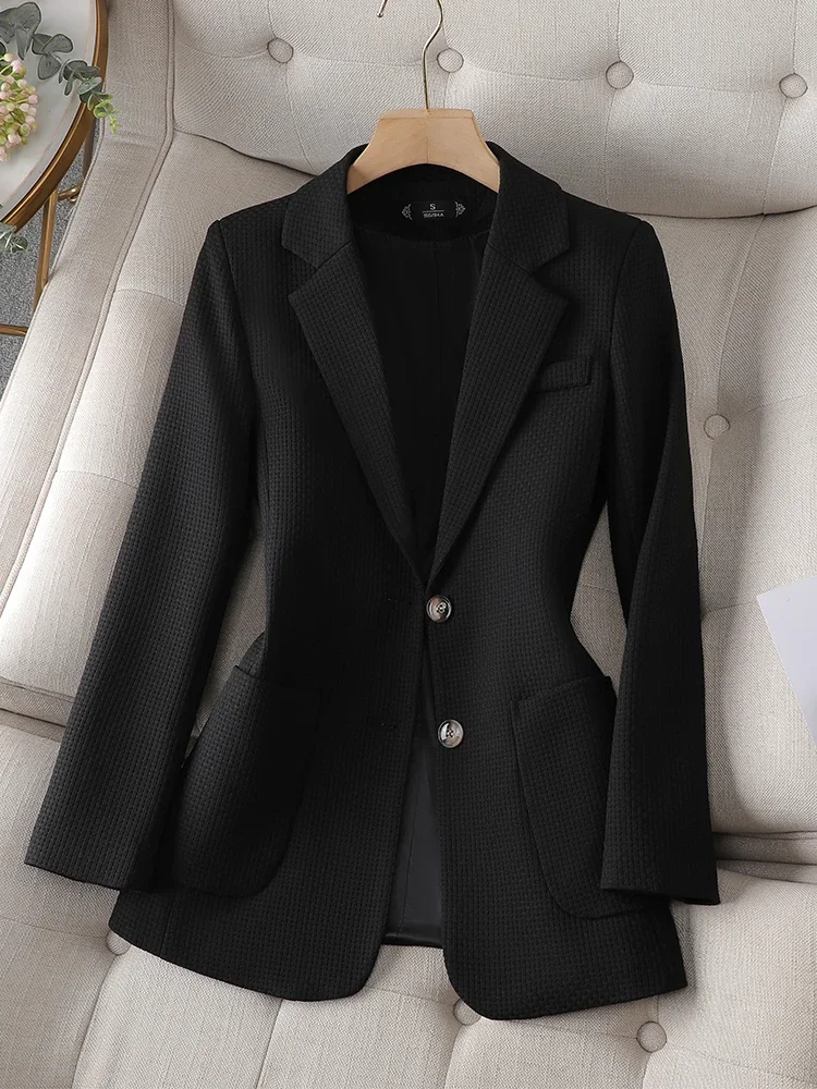 Frauen Anzug Blazer Mantel Büro Dame grün schwarz beige weiblich Langarm einreihig mit Tasche Mode Outfit Jacke Mantel