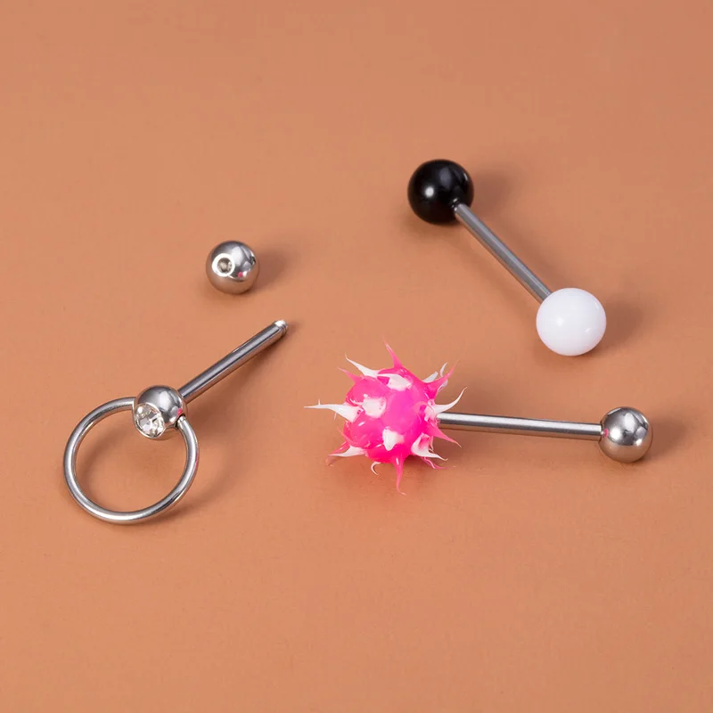 3 pz acciaio chirurgico lingua Piercing bilanciere capezzolo anello Bar lingua Stud Dumbbell fermo per donna uomo Sexy gioielli per il corpo 14G