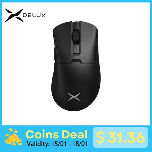 Ratón inalámbrico para juegos Delux M900PRO, ergonómico, 8K, velocidad de orolling PAW3395, base de carga RGB magnética de 63g para jugadores de PC de mano grande derecha