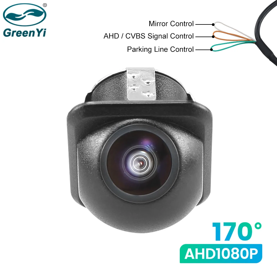 GreenYi AHD1080 Car Rear Front Side View Camera 170° Fisheye Night Vision Waterproof Straw Hat Car Camera Drill Bit Included