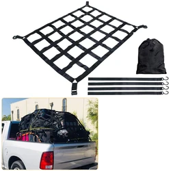 Car Trunk Rooftop Net Mesh Cargo Net Heavy Cargo Net Truck Trailer Dumpster Extend Mesh Covers Luggage Nets With 4 Fixed Belt