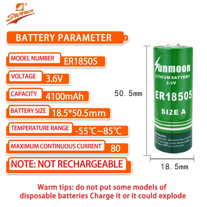 ER18505 3.6V lithium battery used for patrol, gas meter, intelligent equipment, water meter, flow meter, gas meter