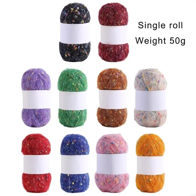 97BA 3 لفات غزل للحياكة اليدوية قوس قزح اللون نقطة الموهير غزل مريح خيوط من الكروشيه غزل ناعم للأوشحة شالات البطانيات