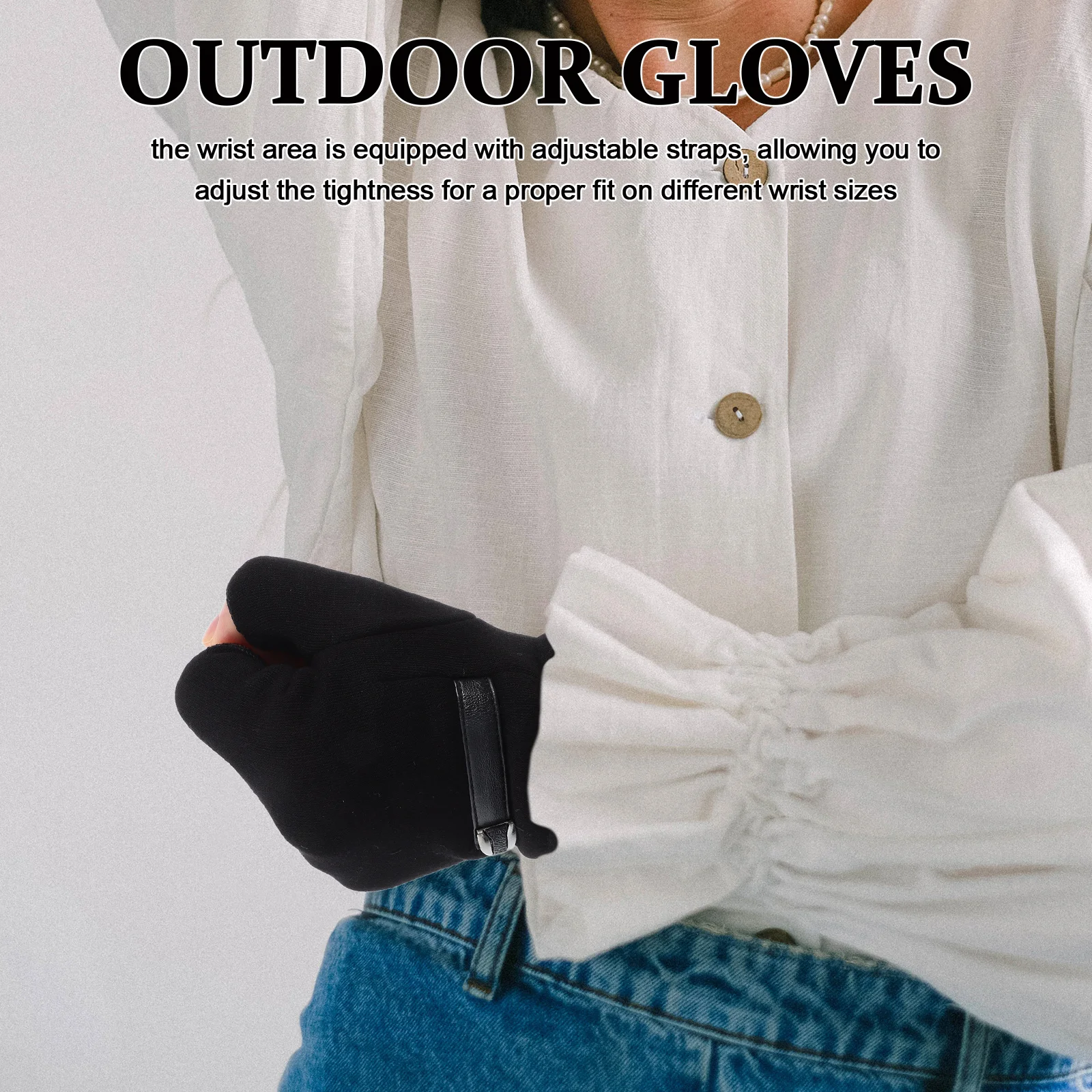 

1Pair Half Finger Outdoor Gloves Unisex Breathable Non Slip Cycling Driving Fishing Adjustable Wrist Strap Winter Riding Gloves