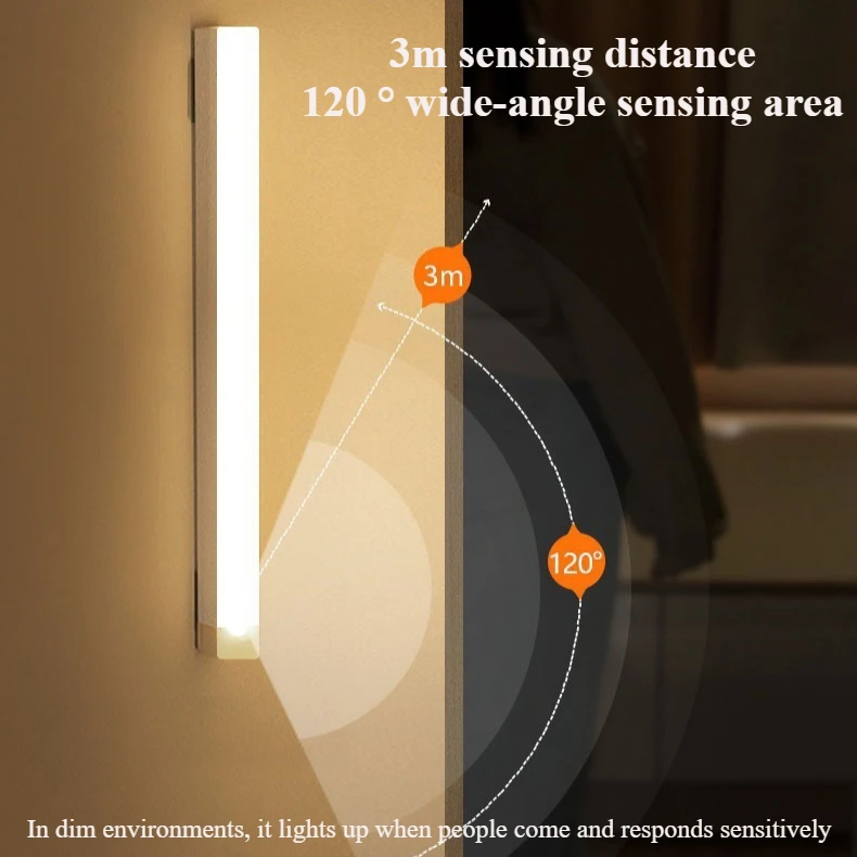 LED Human Body Sensing Strip Light Wireless Intelligent  Magnetic Suction Wardrobe Wine Cabinet Light Corridor Aisle Lighting