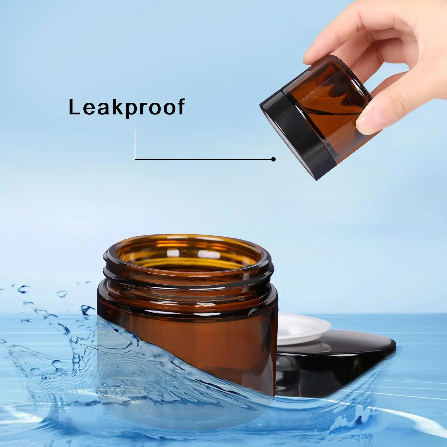 5g-50g Amber Brown Glass Cosmetic Jar Face Cream Bottles Portable Travel Face Cream Cosmetic Container Accessories