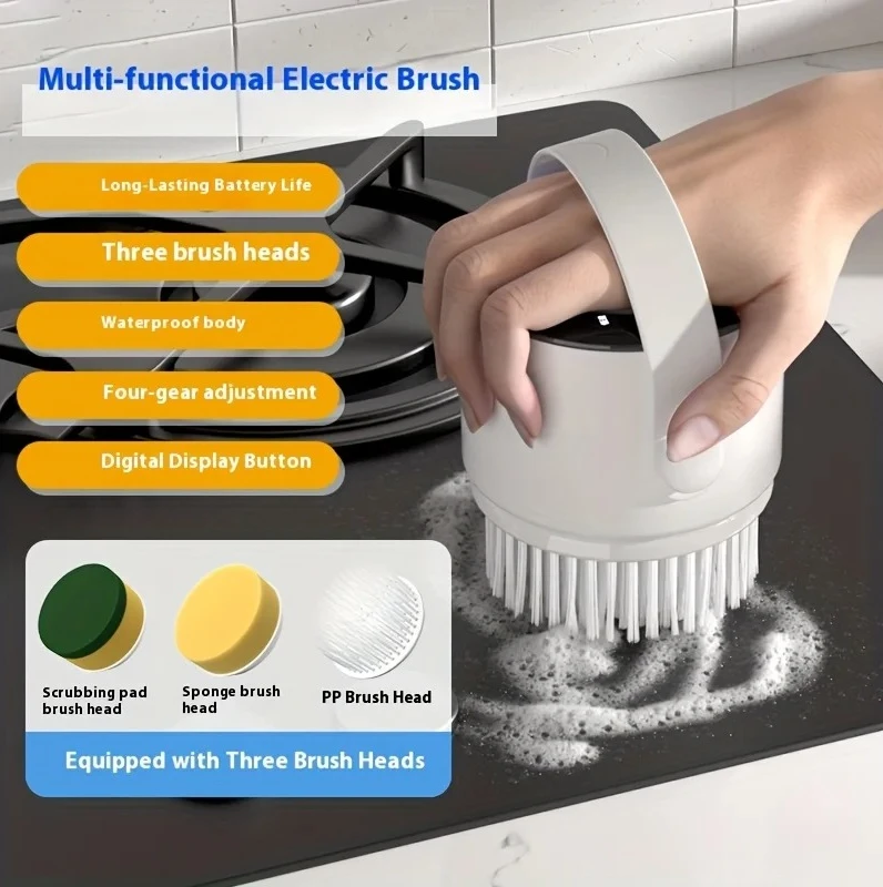 

Handheld Portable Electric Cleaning Brush, Wireless Multi-Purpose Home Scrubber Tool for Kitchen Dish Bathroom
