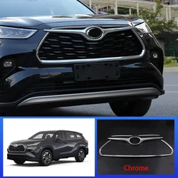 For Toyota Highlander 2020 2021 2022 2023 ABS Gloss Black Carbon Front Bumper Center Grille Hood Grill Mesh Cover Trim
