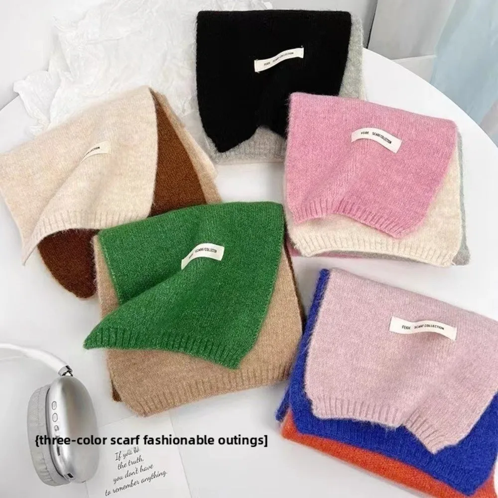 

Retro Wraps Patchwork Color Scarf Neckwarmer Korean Style Cashmere Shawl Thickened Windproof Winter Neck Scarf Students