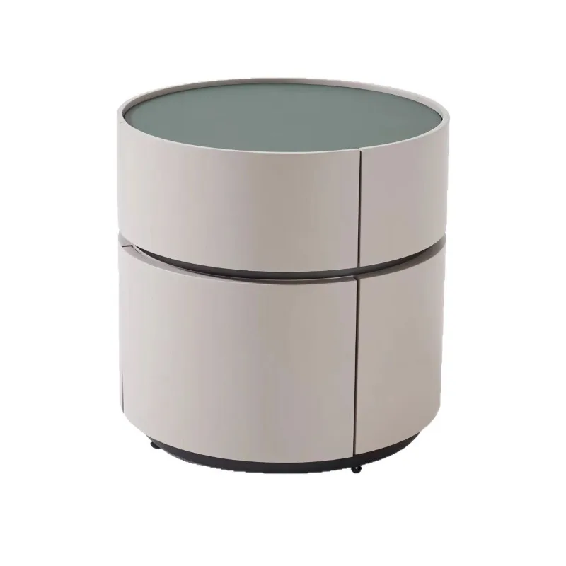 

Saddle leather high-end paint sticker bedside table designer cream wind i bedside cabinet locker