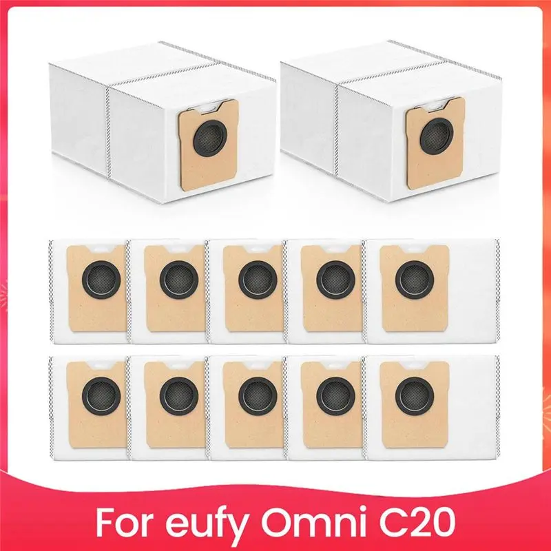 AB33-12 Pcs Dust Bags For Eufy Omni C20 Robot Vacuum, Large Capacity Replacement Bags