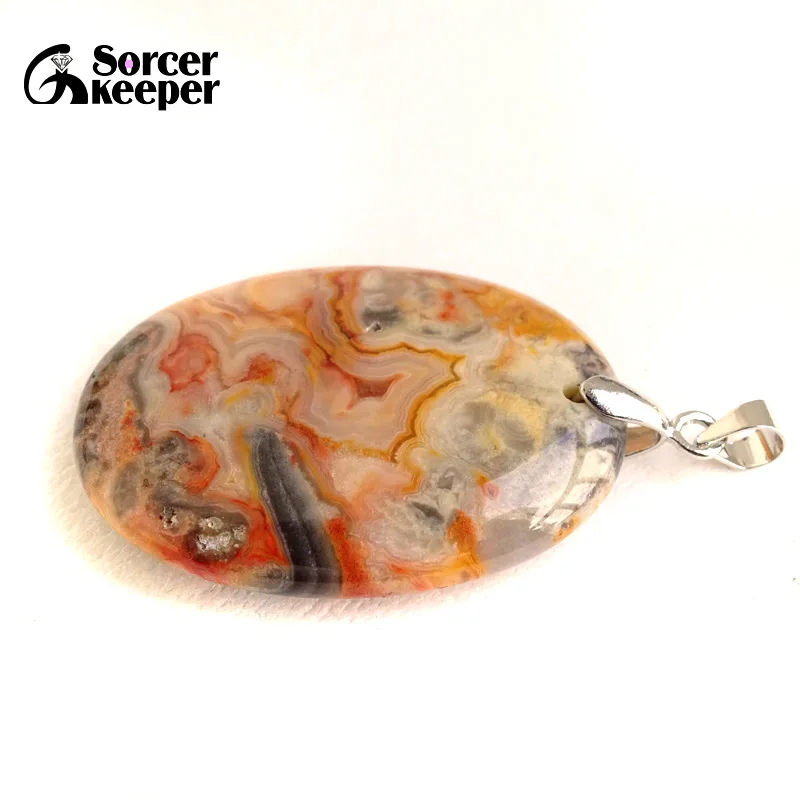 High Quality Pendentif Real Natural Crazy Lace Agate Stone Pendant Chains Necklace For Women's & Men's Jewelry Making BK996H