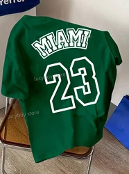 Mens  NO.23 MIAMI Print Short Sleeve T Shirt Man O-Neck Sportwear jerseys 8 colors Football Tee Vintage Casual Tops Men Clothes
