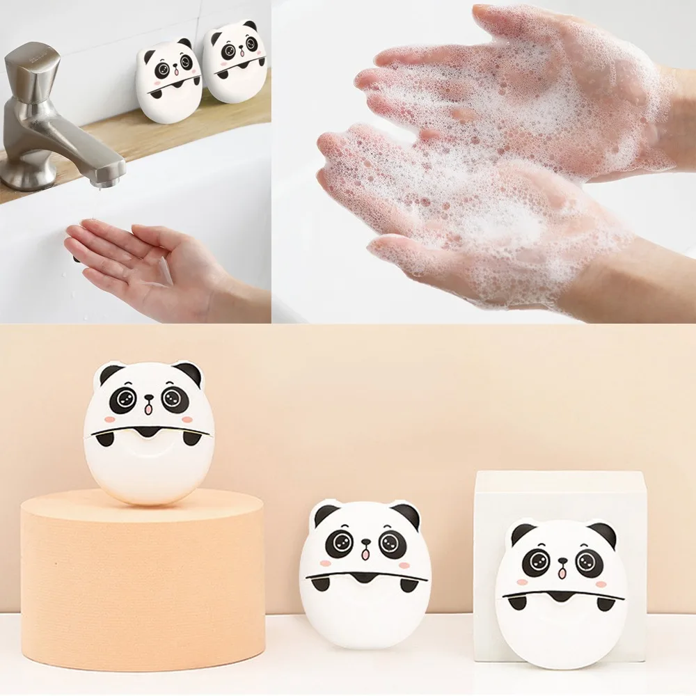 50pcs/box Panda Soap Flakes Fragrant Portable Box-packed Soap Tablet Mini Disposable Soap Sheets for Traveling Camping Hiking
