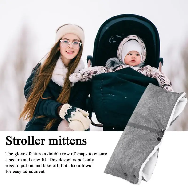 Stroller Mittens For Handlebars Anti-Freeze Warm Stroller Hand Warmer Flannel Lined Stroller Warmmuffs Extra Thick Waterproof