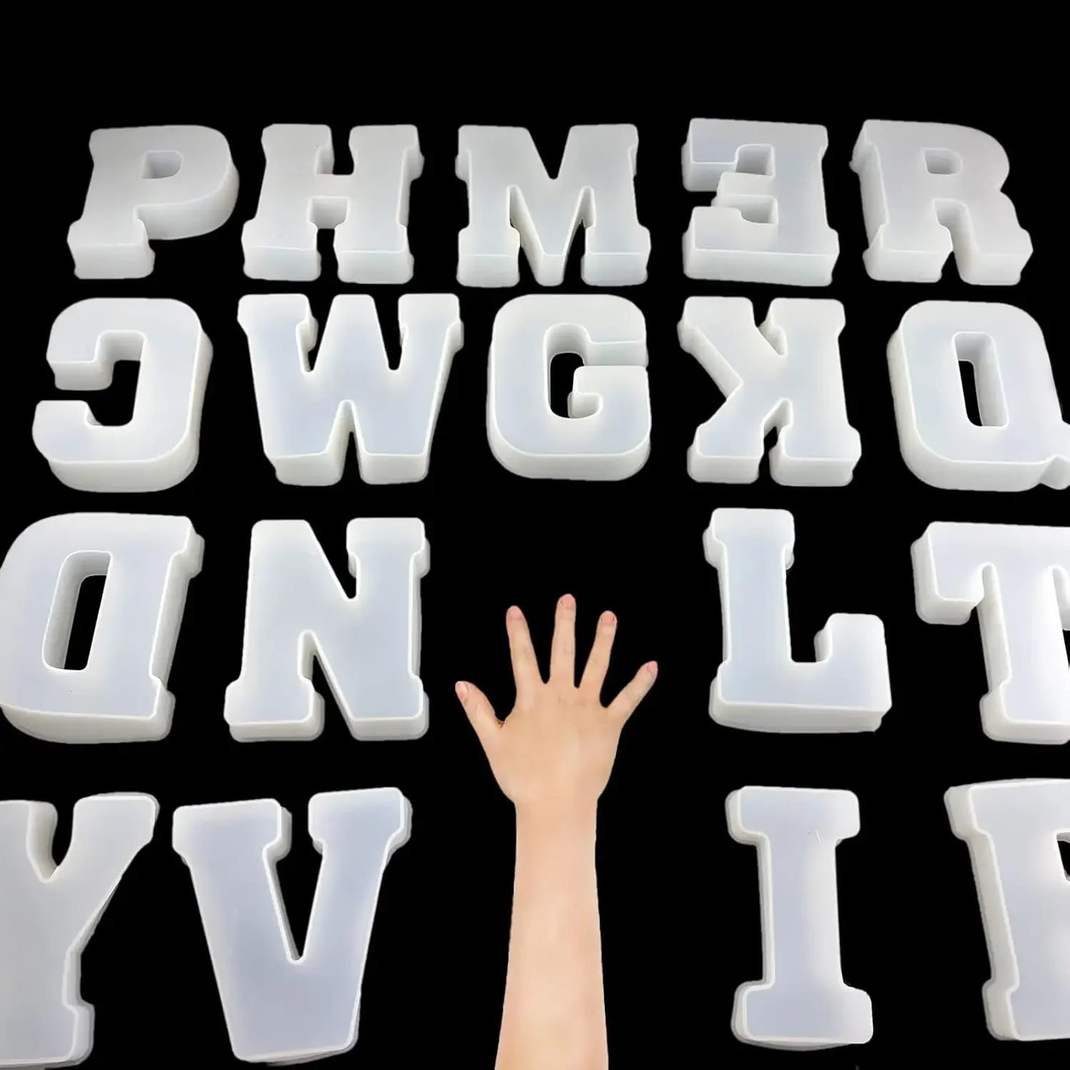 

6 inch 26 Pack English Alphabet Silicone Letter Mold - Capital & Large Letter Resin Casting Mold