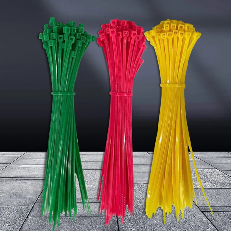 Cable de nailon autoblocante ajustable, bridas de 3x100mm para sujetar cables, color verde, rojo, azul y amarillo, 100 piezas