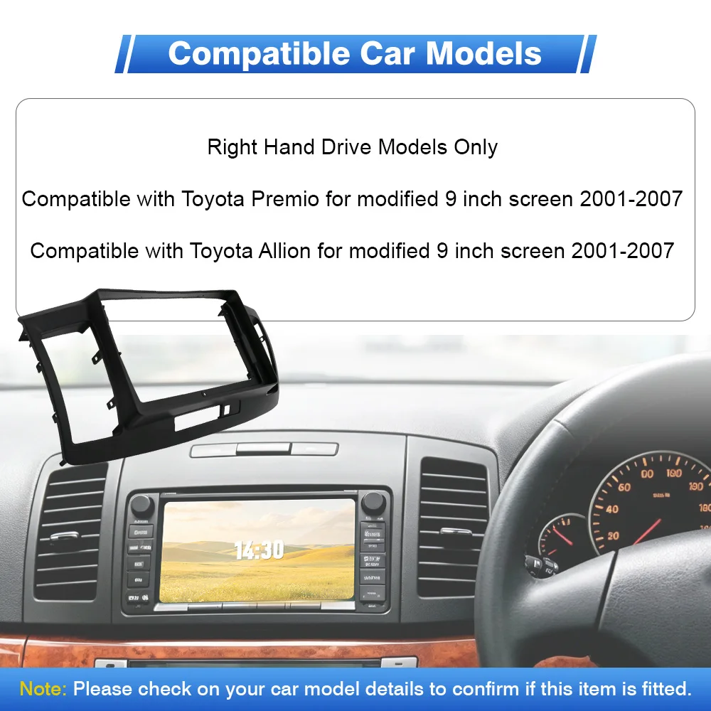 2 Din 7 Inch/ 9 inch Car Center Console Holder Radio Stereo Frame Fascia Panel For Toyota Premio /Allion 2001-2007 RHD