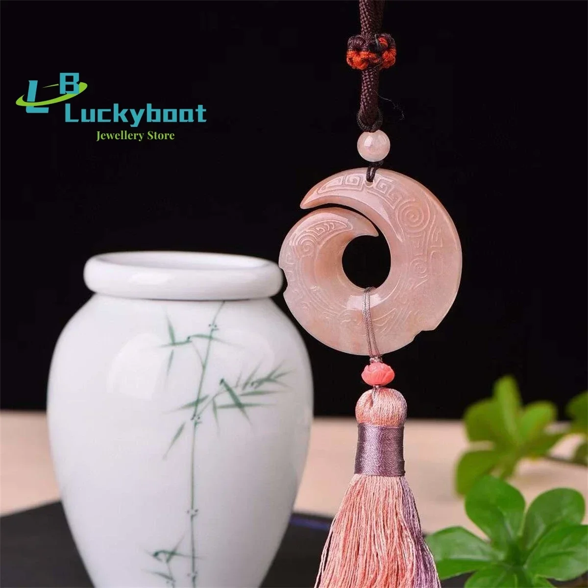 Natural Gold Silk Jade Fortune Running Pendant Simple and Personalized Versatile Exquisite Men's and Women's Style