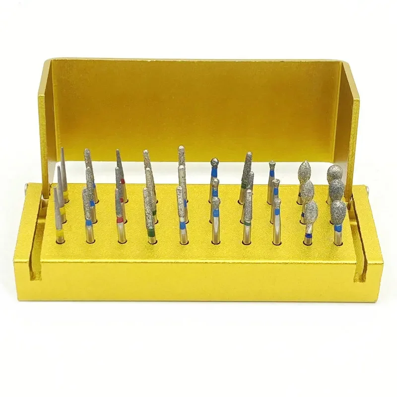 30pcs Dental Diamond Burs Drill Disinfection Block High Speed Handpiece burs Holder Alumimum Instrument Teeth Whitening Tool