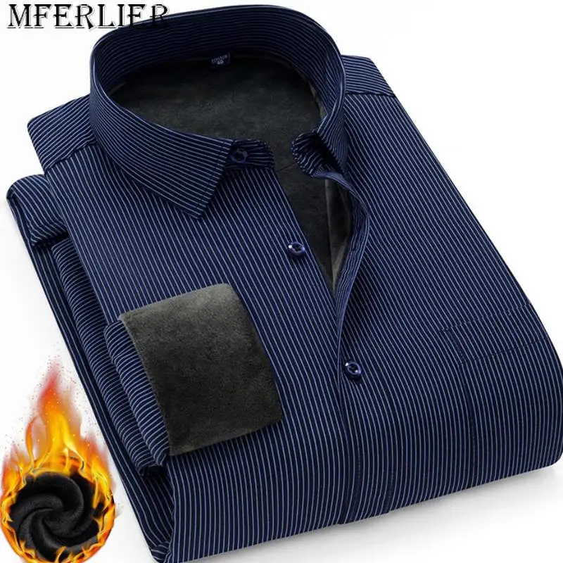 

Men Shirts 5XL 6XL 7XL 8XL 9XL Bust 136cm Winter Autumn Large Size Keep Warm Plus Size Casual Shirts