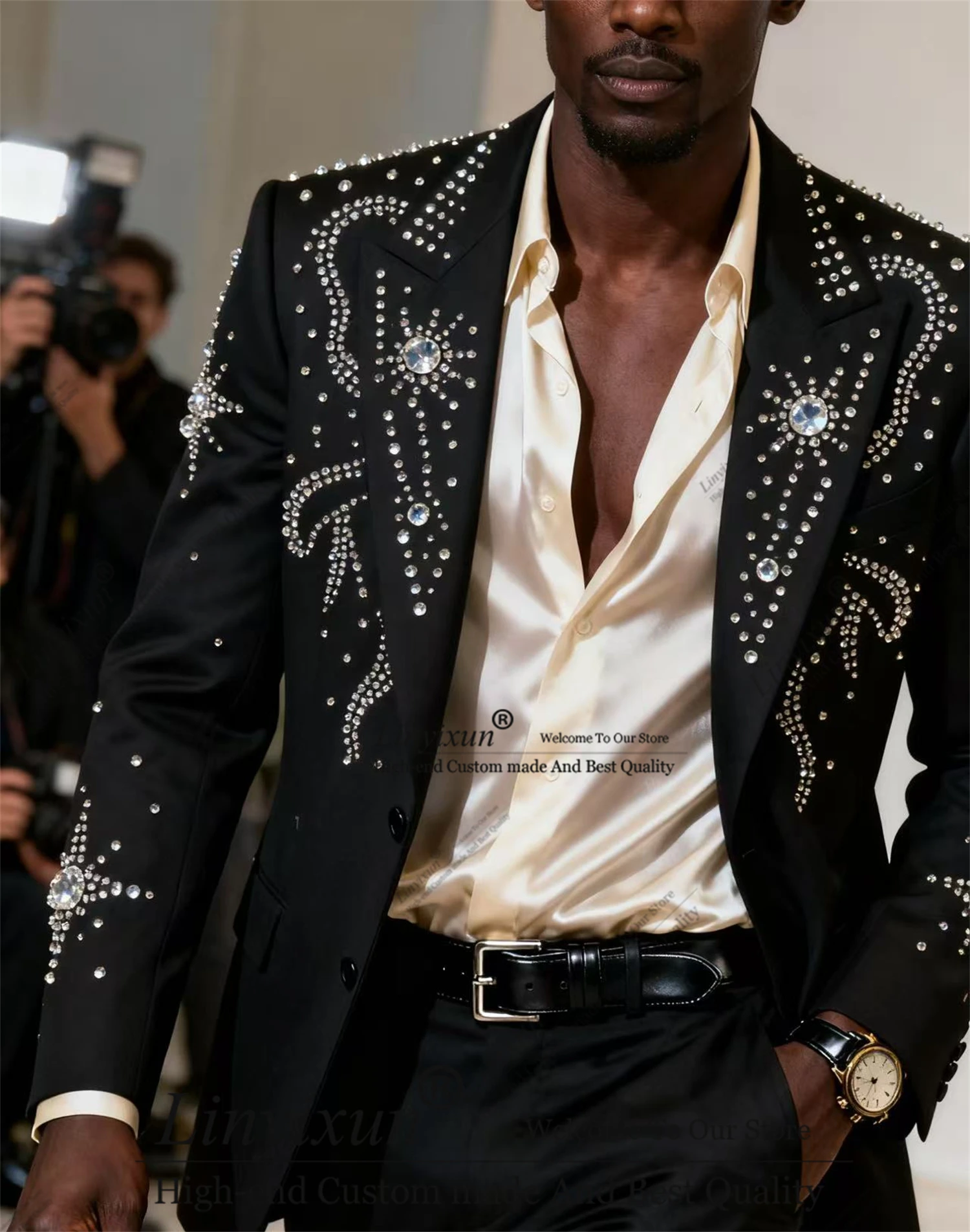 

Специальный дизайн Мужские костюмы Комплекты из 2 предметов Свадебный смокинг жениха Высококачественные мужские пиджаки для выпускного вечера с драгоценными камнями и бисером Тонкий костюм по индивидуальному заказу Homme