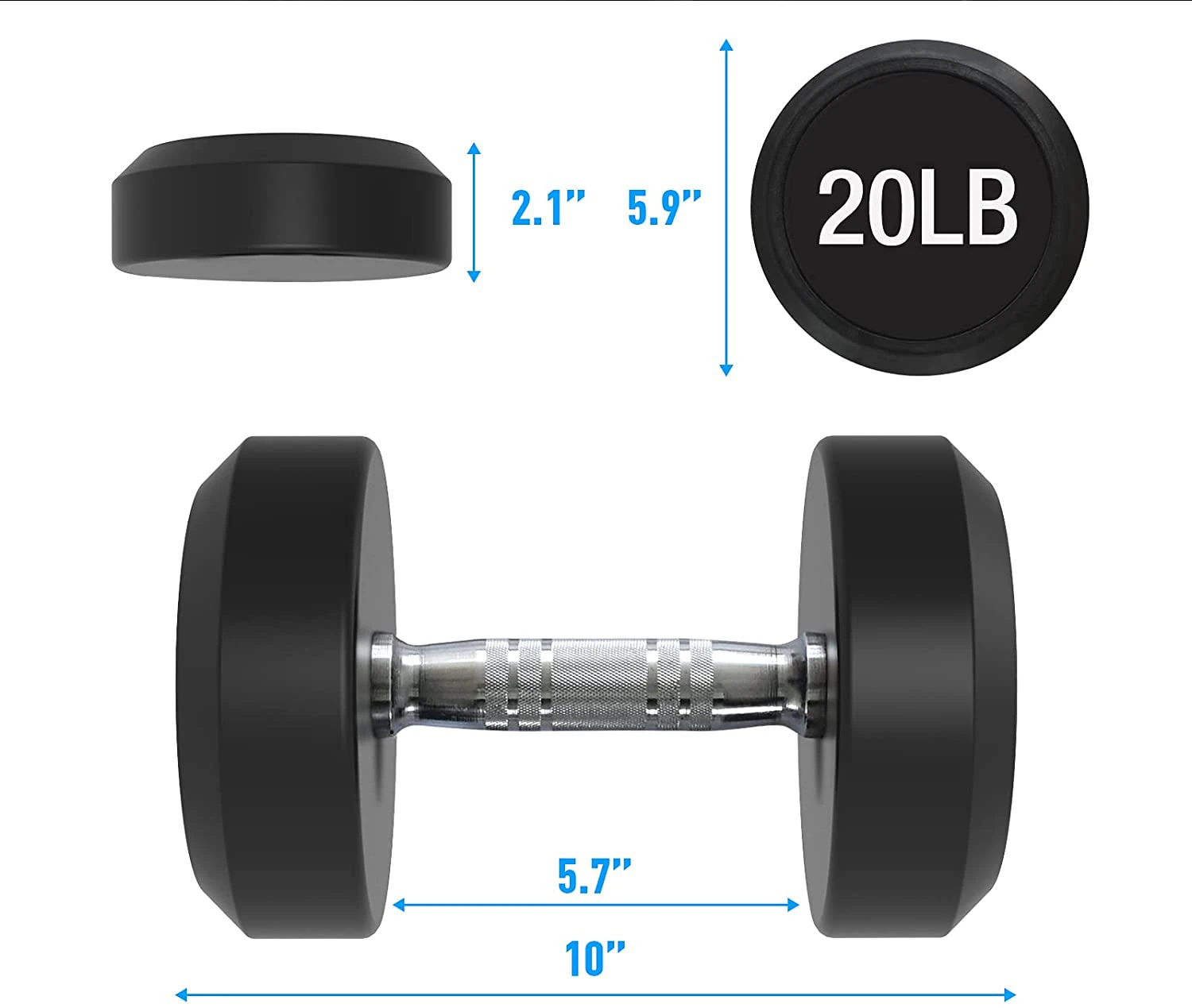Commercial 10 20 30 40 Pound Gym Equipment Round Iron Dumbbellpromote sales