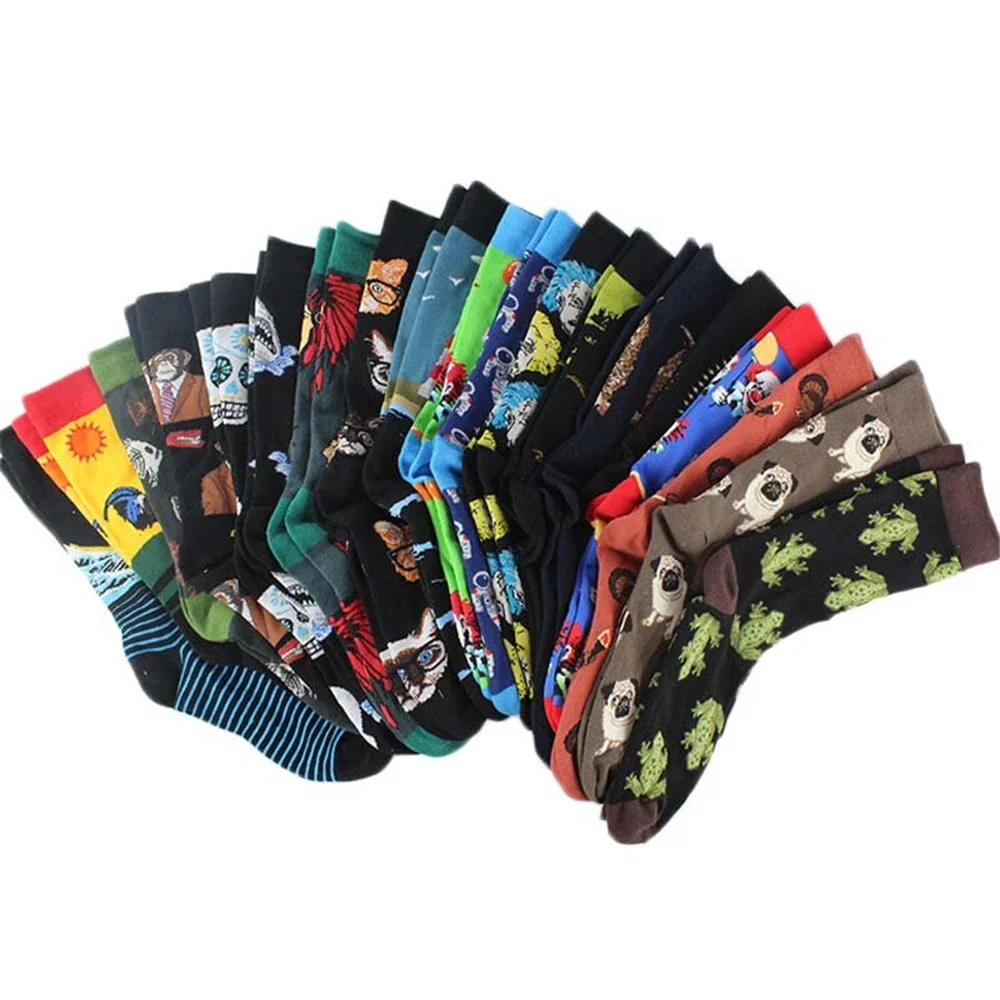 Nowy Unisex Funny Dinosaur Shark Cat Dog Deer Skull Frog Fish Owl Cock Ocean Waves Pug Monkey Astronaut Men Women Socks Dropship — zdjęcie 2